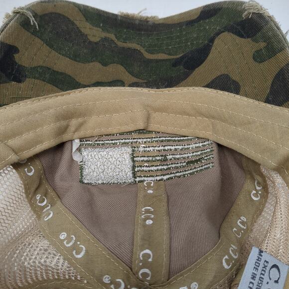 C.C Exclusives Strapback Trucker Hat Multi One Size Camouflage Ponytail - Picture 8 of 10